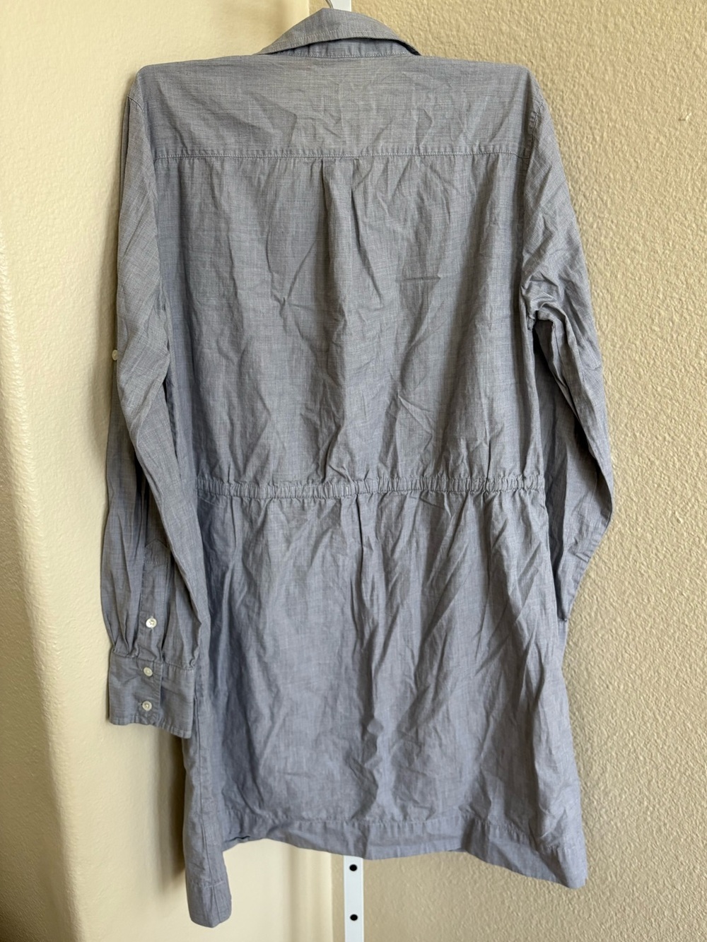 J. Crew Chambray Pleated Bib Front Tie-Waist Shirt Dress - Size M - Picture 2 of 3